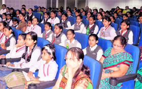 Students and parents at a workshop in Haridwar on Saturday.
