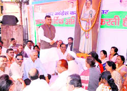 Congress members attend a meeting in Haridwar on Sunday