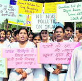 Students hold an awareness rally against the use of crackers during Diwali, in Gurgaon. 