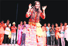 Students perform the play Janaza Kalyug Ka at Randhawa Auditorium in Chandigarh 