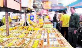 Sweets being sold in a shop in Dehradun.