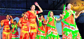 Students perform at the annual day function of Jaswant Modern Senior Secondary School in Dehradun on Monday.