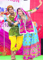 Students perform during a zonal youth festival at Mohar Singh College of Education in Behrampur