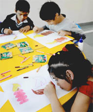 Students of SOREM take part in a painting competition at Sector 36, Chandigarh