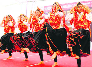 Girls perform at the zonal youth festival at Sheela Devi Institute Management and Technology in Faridabad. 