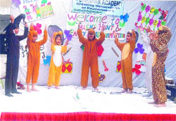 Students participate in a talent hunt show and fancy dress competition at