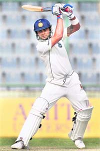 Virat Kohli plays a shot during the Ranji Traphy match against Bengal in New Delhi on Wednesday