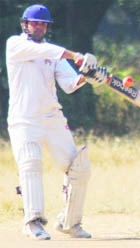 A player hits a delivery at the Choudhary Charan Singh Twenty20 Cricket Tournament in Dehradun on Thursday. 