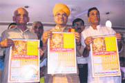 Members of the Pt Prem Nath Shastri Sanskritik Shodh release Panchang in 