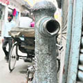 A non functional hydrant in the old city market in Ludhiana.