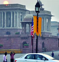 The city, including Rajpath (right), is ready to welcome the US President.