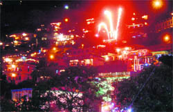 A scene of Divali celebrations at Pauri Garhwal town.