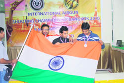 Shooters from Uttarakhand who won a silver medal at the International Air Gun Shooting Championship in Bangkok recently. 