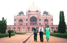 TRIP TO HISTORY: President Obama with Michelle at Humayuns Tomb in New Delhi on Sunday