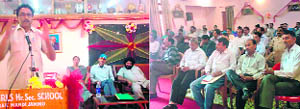 All-J&K Plus Two Lecturers Forum state president HD Qureshi addresses a meeting of the forum in Jammu on Sunday