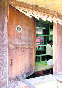 The window from where the thieves entered the railway reservation center in Ludhiana on Monday