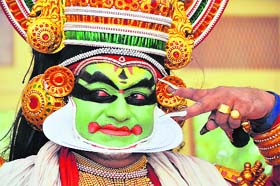 A kathakali dancer during a performance in Dehradun