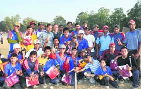 The Stadium Club team that won the District Baseball Championship in Dehradun