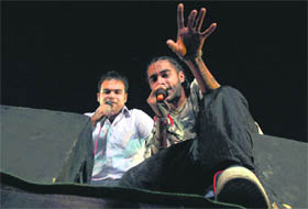 Members of the Distorted Band perform in Ludhiana on Monday.