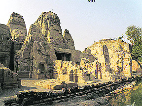 A view of the monolithic rock-cut temple of Masrur. Photo by the writer