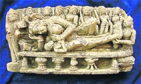 A 9th century image of a reclining Vaishnavi found from the bed of the lost Saraswati in Thanesar at Kurukshetra
