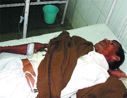 A labourer in an unconscious state at the Phagwara Civil Hospital.