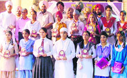 Winners of various competitions with their prizes at Punjabi Bhavan in Ludhiana on Tuesday