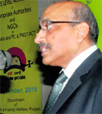 Justice Hemant Gupta of the Punjab and Haryana High Court speaks at a workshop at the State Institute of Health and Family Welfare, Mohali, on Tuesday