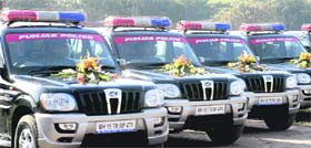 The fleet of Scorpio vehicles that was handed over to the Punjab Police in Mohali