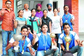 The men and women team of MM Modi College that won the Punjabi University Inter-College Archery Championship in Patiala