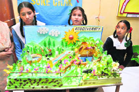 Students display their science models at an exhibition in Government Senior Secondary School,Gandhi Nagar,Jammu, on Wednesday.