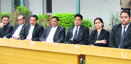 Dr Shiva Sharma (centre), District and Sessions Judge, and other judges in a programme organsied by the District Legal Services Authorities in Sirsa