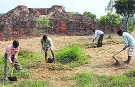 After years of neglect, work has begun for the restoration of Buddhist stupa located on the Kurukshetra University campus