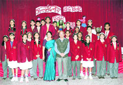Participants in an inter-house debate of Childrens Academy in Dehradun on Friday