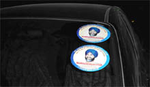 A car carrying stickers seeking support for Manpreet Badals Amritsar rally in Bathinda on Saturday. 