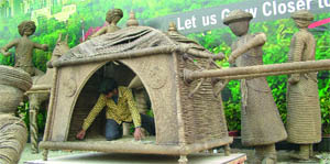 The Delhi pavilion at the India International Trade Fair in New Delhi on Saturday.
