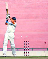Yuvraj clean bowled after scoring 79 in Mohali on Saturday.