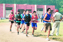 A file photo of applicants taking the physical fitness test.