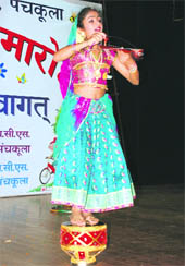 Punjabi album teen artiste Vasveer performs during the Childrens Day celebrations in Panchkula on Sunday.
