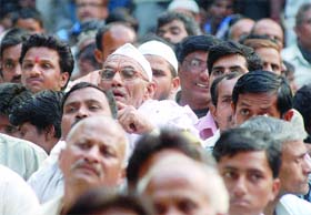 People living in villages, unauthorised and resettlement colonies protest against the house tax policy of the Delhi government at Jantar Mantar in New Delhi