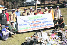 Waste collected from in and around Dodital by volunteers. 