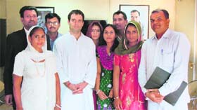 Woman Zila Parishad members from with AICC general secretary Rahul Gandhi