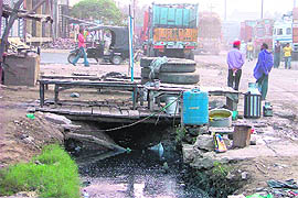 An encroachment by an illegal dhaba at Transport Nagar, Ludhiana. 