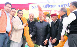 Chief Minister P K Dhumal at a function in Jaisinghpur on Monday