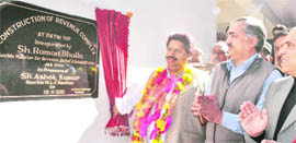 Minister for Revenue, Relief and Rehabilitation Raman Bhalla inaugurates a new revenue complex at Khotri on Monday.