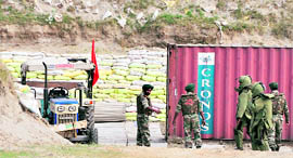 A container carrying scrap bombs to be detonated by the Army.