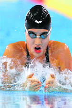 eong Da-Rae of South Korea competes in the women's 100m breast stroke swimming final in Guangzhou