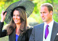Britains Prince William and Kate Middleton leave the wedding of their friends in the village of Northleach, England, in this October 23, 2010, photo.