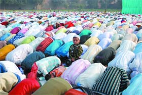 Devotees paying obeisance at the Eidgah on the occasion of EId-ul-Zuha in Bathinda