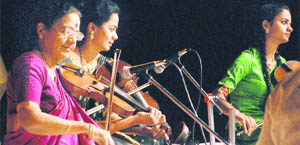 Artistes perform at the concert ‘Three Generations of Violinist’ at Tagore Theatre in Chandigarh on Wednesday.